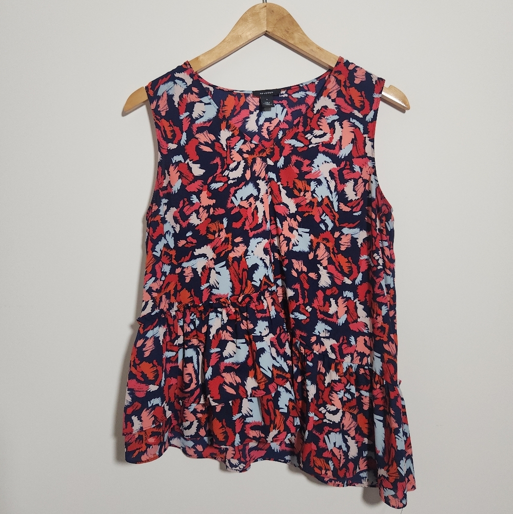 Halogen Asymmetrical Graphic Print Tank Top